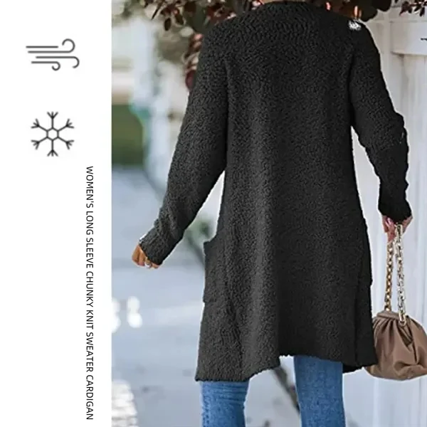Women's Long Sleeve Chunky Knit Sweater Cardigan 1