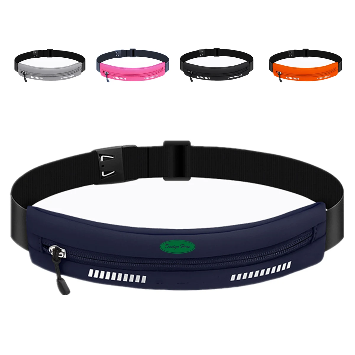 Adjustable Running Belt with Zipper, Waterproof Waist Bag, Reflective Design 1