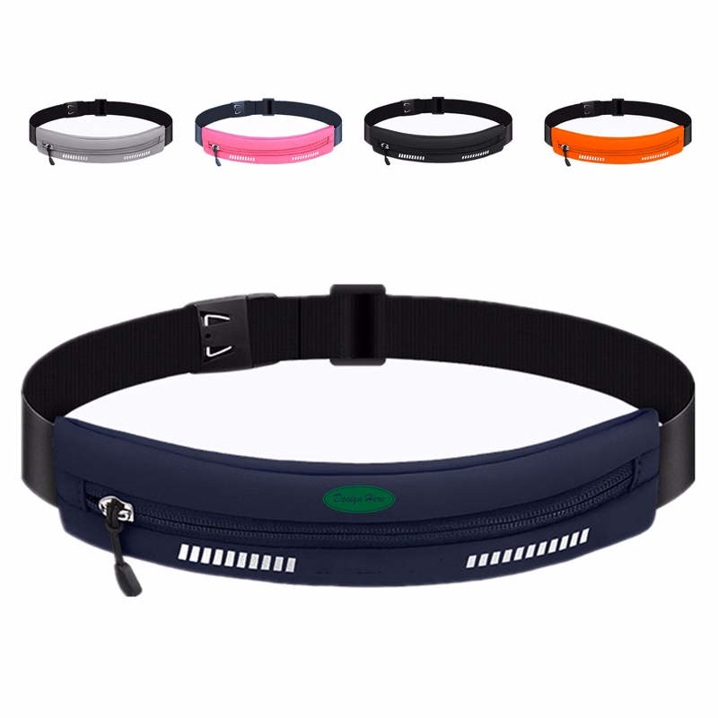 Adjustable Running Belt with Zipper, Waterproof Waist Bag, Reflective Design