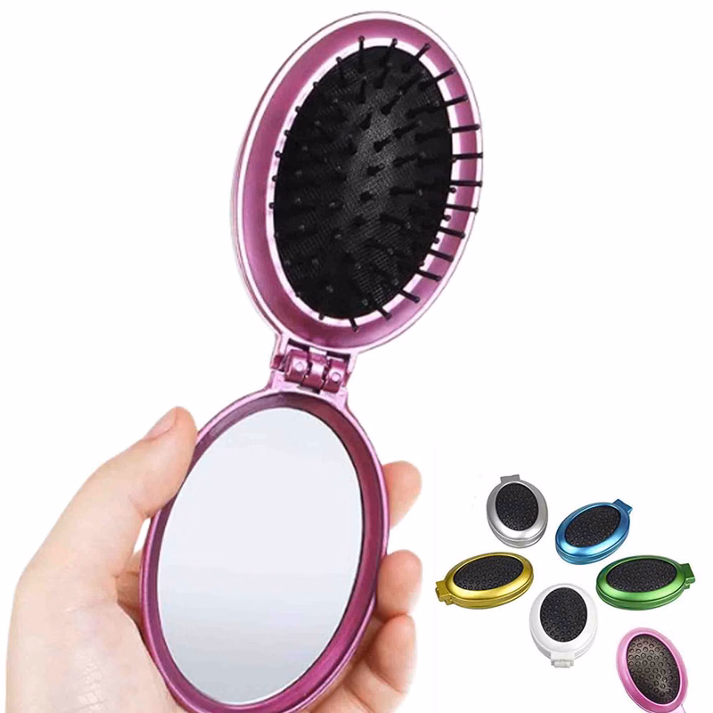 Folding Travel Small Hair Comb with Mirror