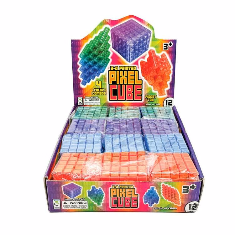 3D Printed Pixel Cube Fidget Toy - Assorted