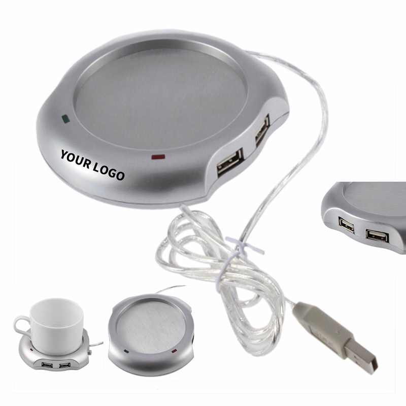 USB Drink Warmer With Aluminum Plate And 4 Port Hub