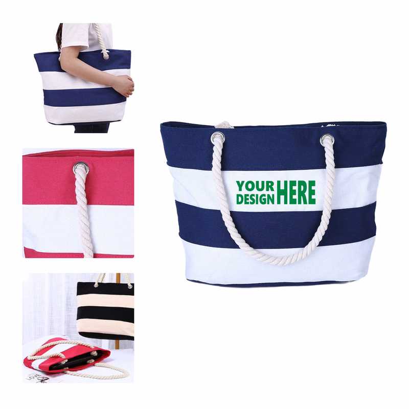 MOQ 50 Stylish Canvas Tote with Jute Rope Shoulder Strap Custom Logo