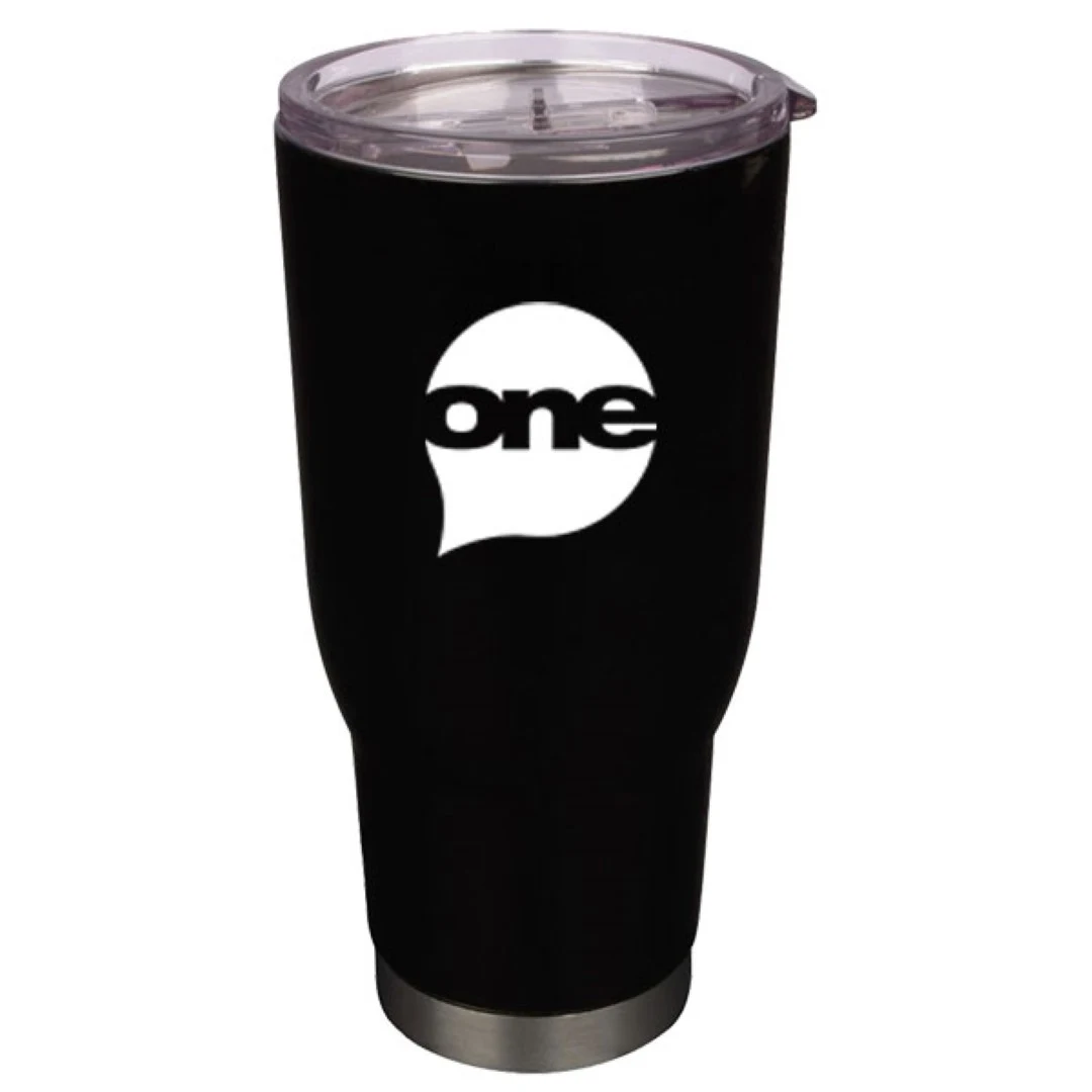 32 oz Pro32 Black Vacuum Insulated Stainless Steel Travel Mug with Clear Lid 1