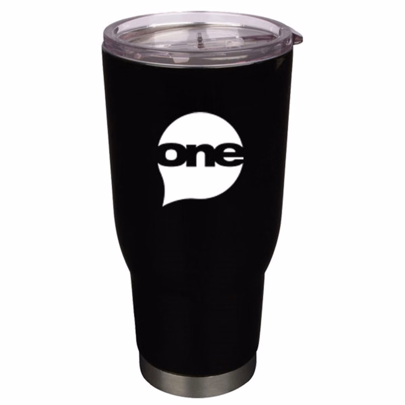 32 oz Pro32 Black Vacuum Insulated Stainless Steel Travel Mug with Clear Lid