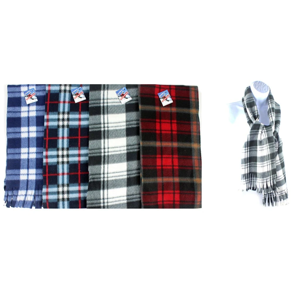 Bulk Adult Winter Scarves - Plaid Fleece 1