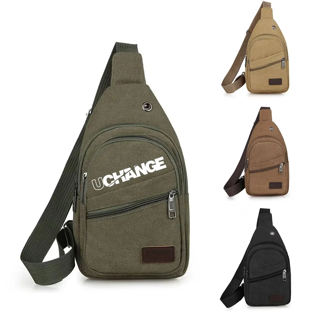 Casual Canvas Crossbody Sling Bag With Earphone Port 1