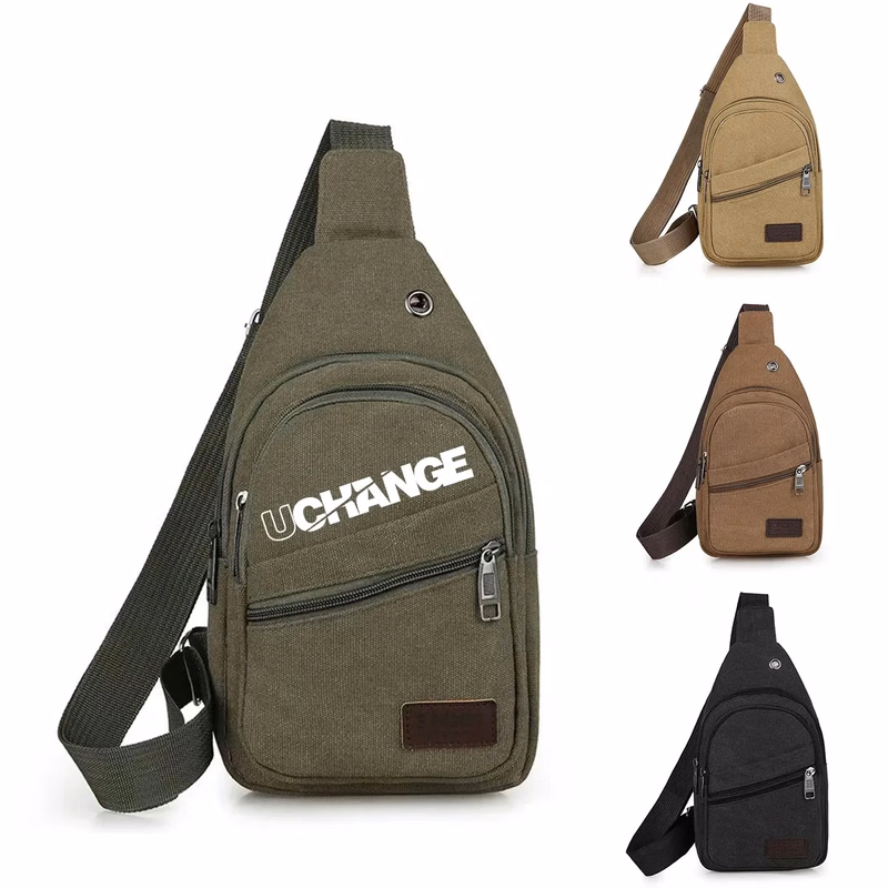 Casual Canvas Crossbody Sling Bag With Earphone Port