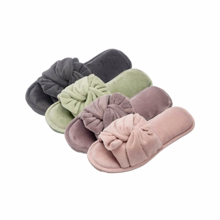 Women's Indoor Twist Ribbon Open Toe House Slippers Assorted S-XL