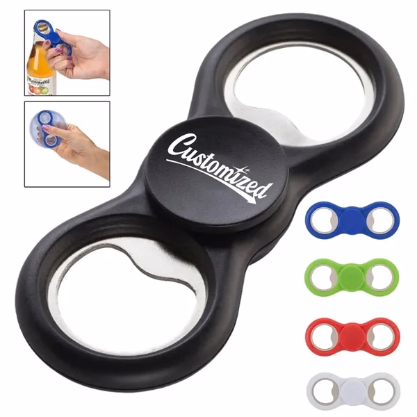 Custom Double Headed Bottle Opener with Spinner Grip Design — Barware Promo