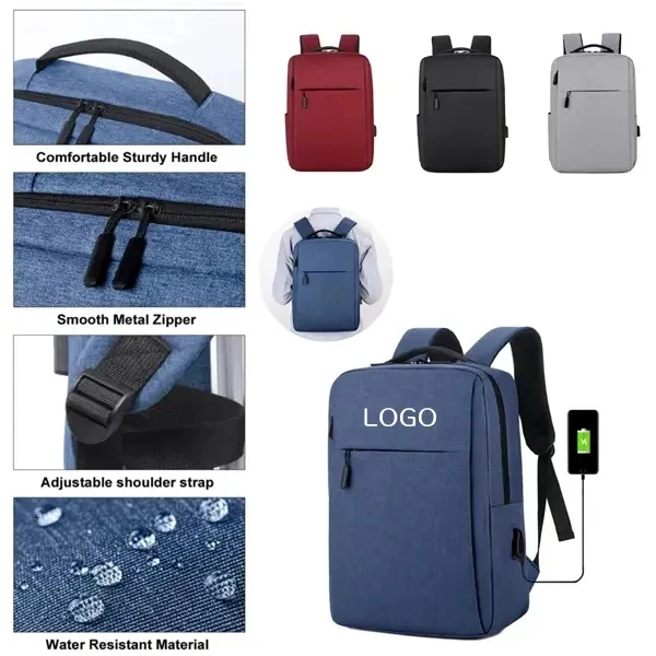 Slim Laptop Backpack with USB Charging Port 1