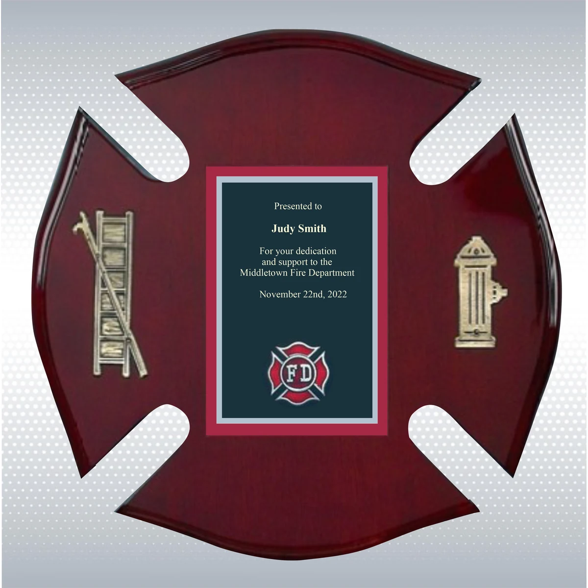 Piano Finish Fire Specialty Award / Plaque With Ladder & Fir 1