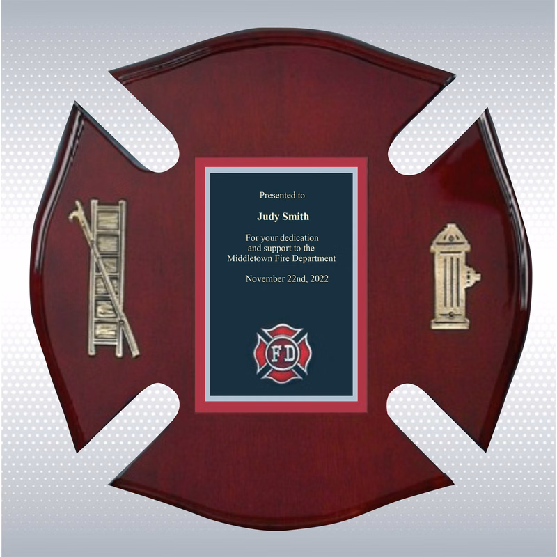 Piano Finish Fire Specialty Award / Plaque With Ladder & Fir