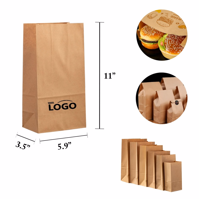 MOQ100 Disposable Kraft Bread Packaging Bag