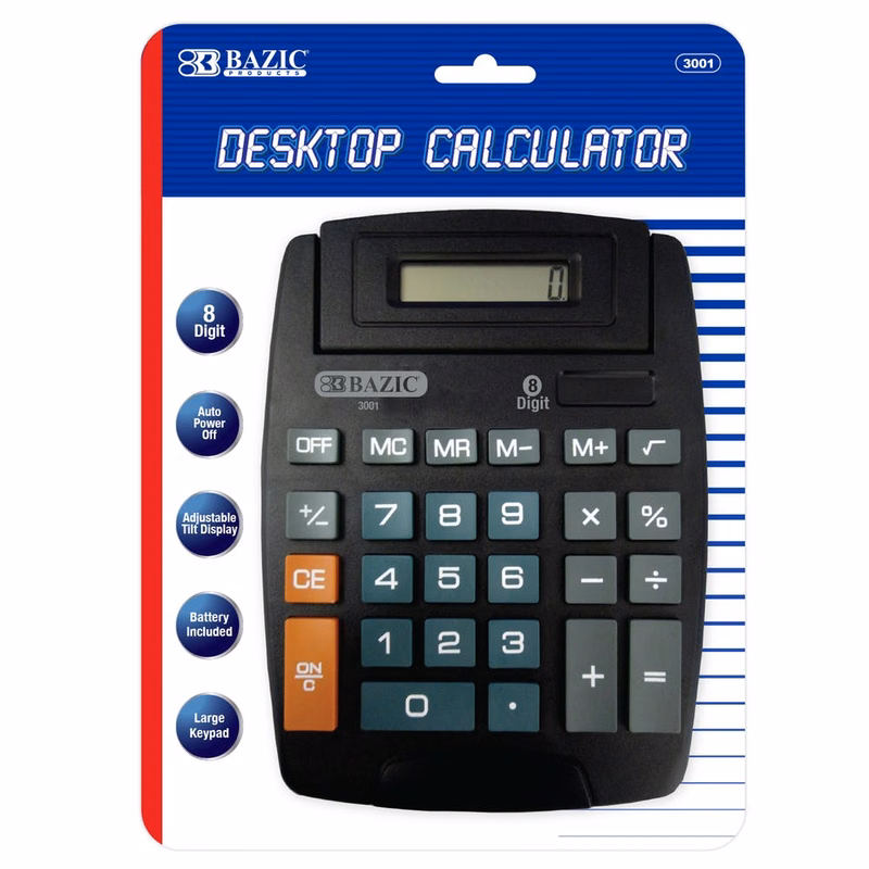 8 Digit Display Calculator - Desktop Auto Off
