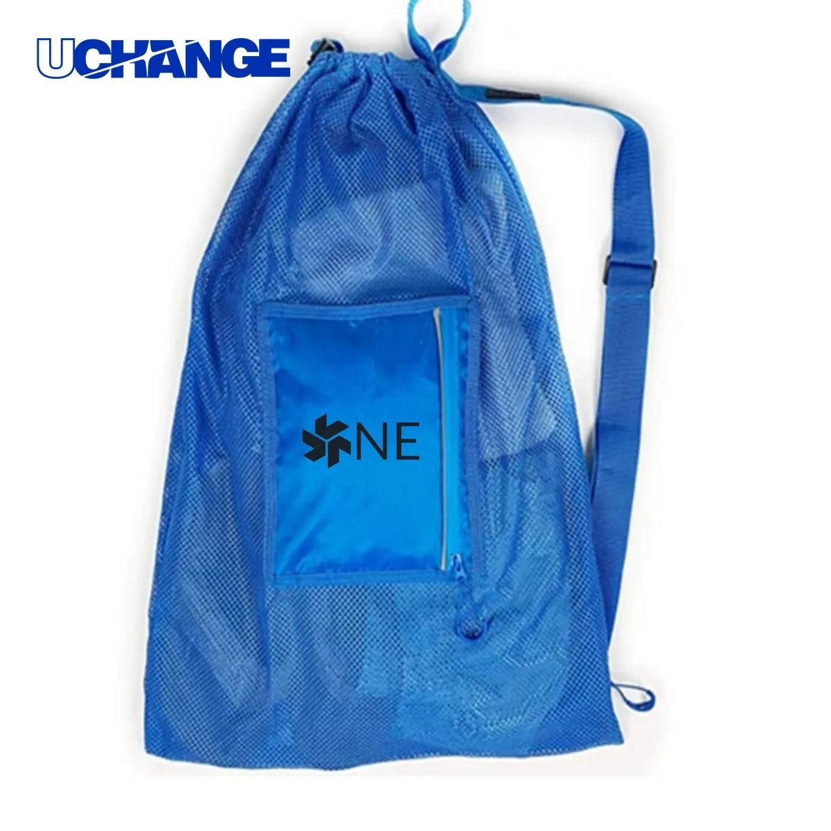 Beach Mesh Swim Drawstring Sling Bag Organizer 1