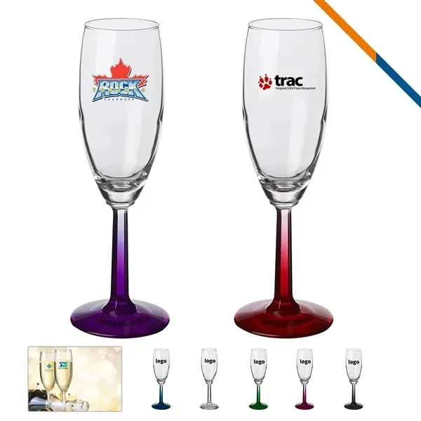 Custom 6 oz Champagne Flutes with Hexagonal Stem — Celebration Toasts 1