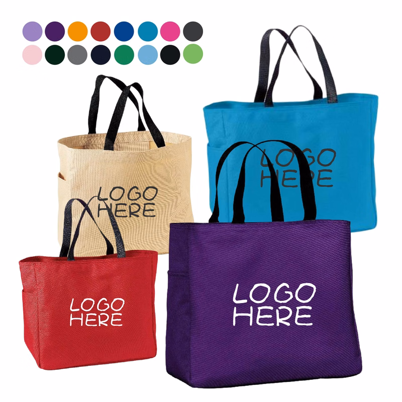 Work Hard  Tote Bag with Pocket