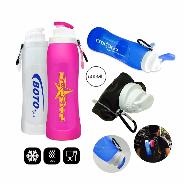 H2O collapsible water bottle LG - 17oz (500ml) for Commutes, Fitness and Travel