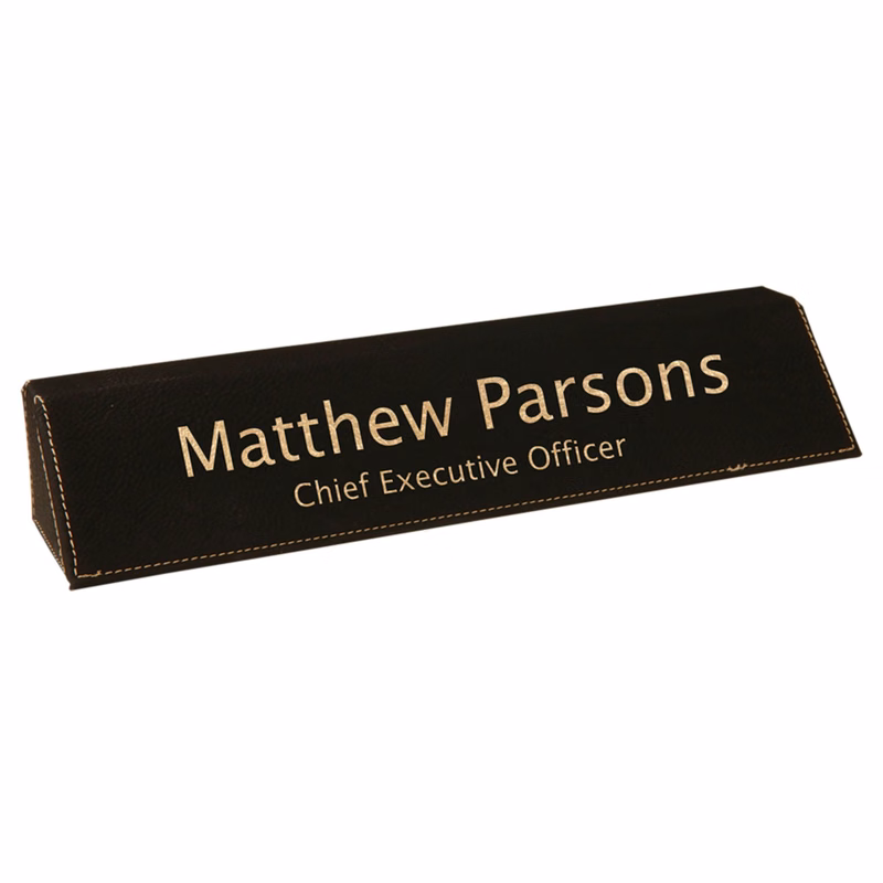 10-3/4" Custom Laser Engraved Leatherette Desk Wedge