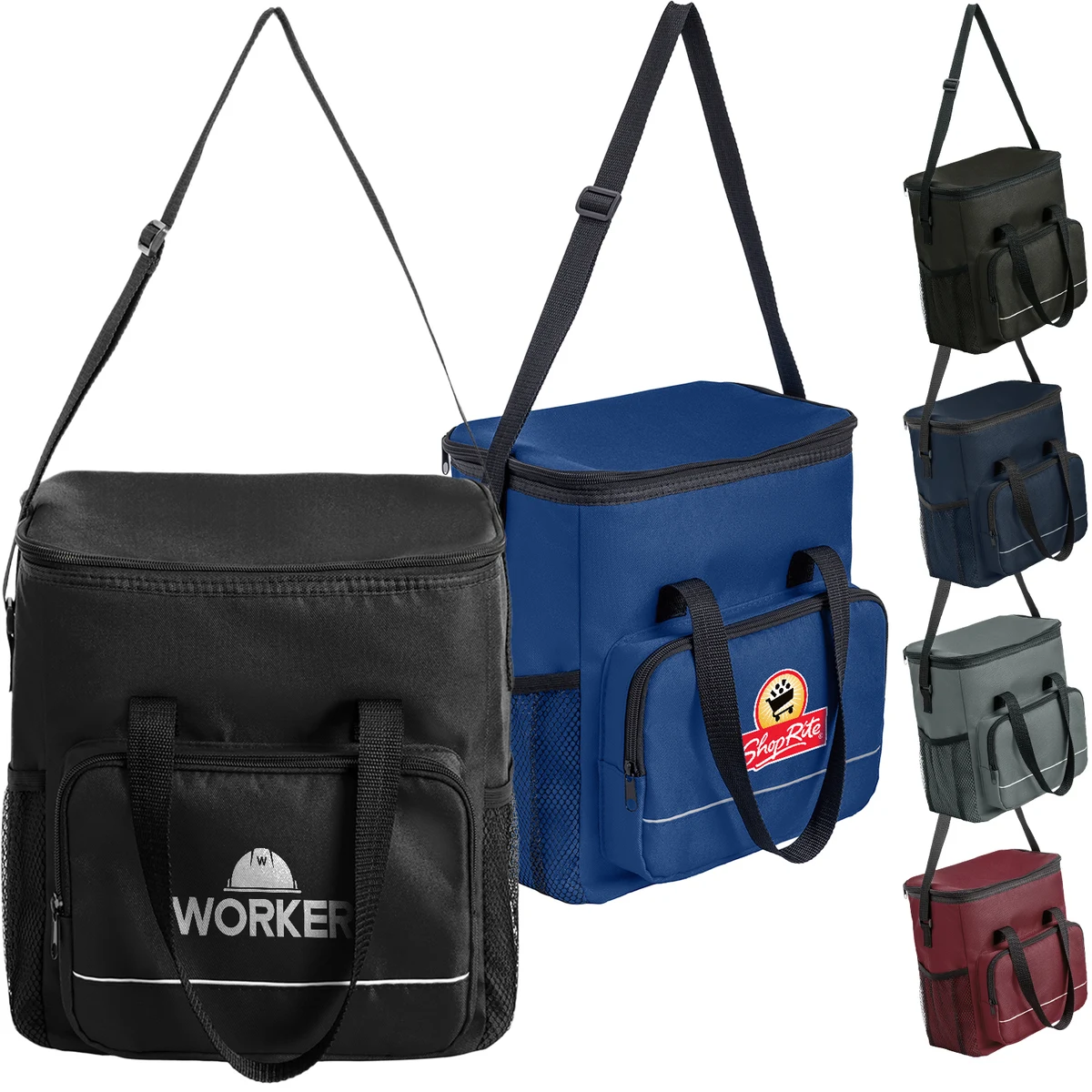 600D Insulated Lunch Bag with Side Mesh Pocket & Double Handles 1