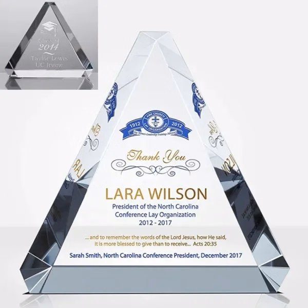 CRYSTAL TRIANGLE PAPERWEIGHT