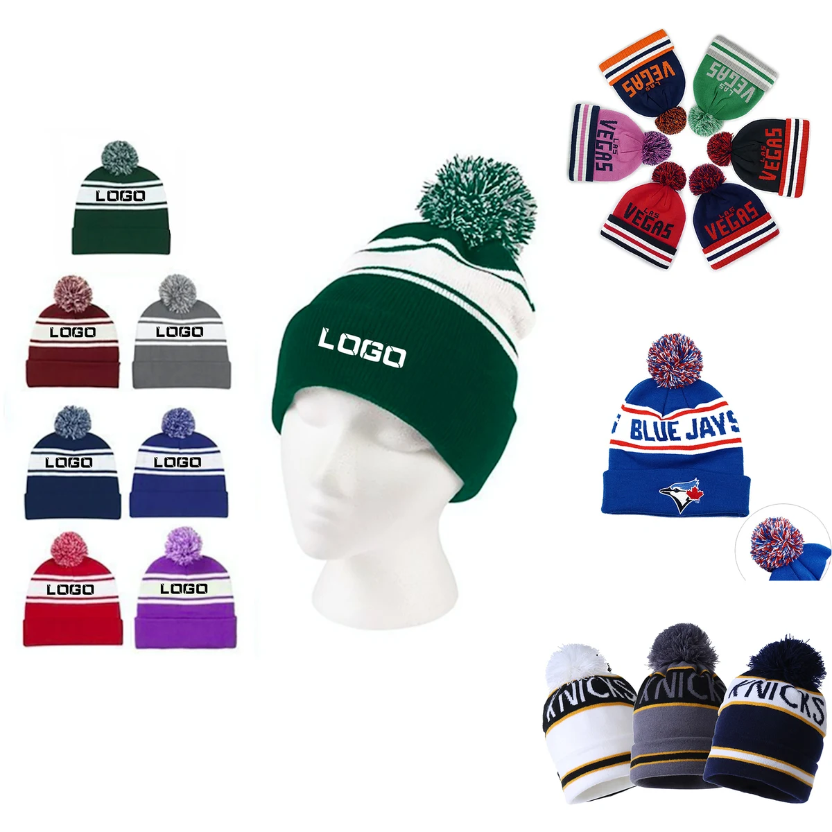 MOQ50Pcs Completely Custom Knit Pom Beanie With Cuff 1