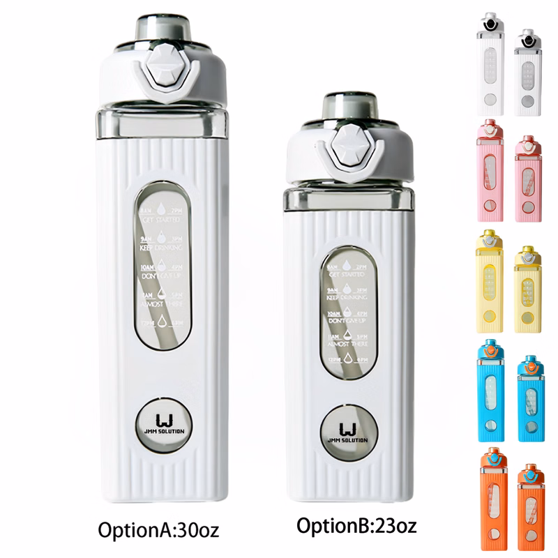 23/30oz Plastic Leakproof Water Bottle w/ Silicone Sleeve