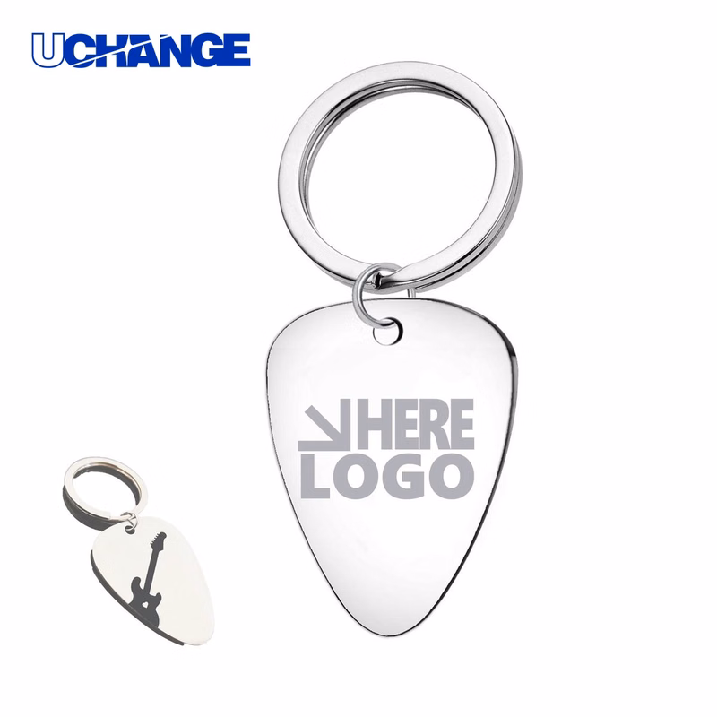 Stainless Steel Guitar Pick Keychain