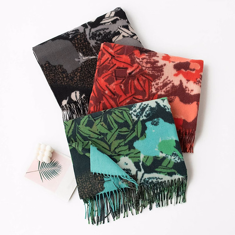 Women's Thickened Polyester Tie-Dye Scarf w/ Tassels