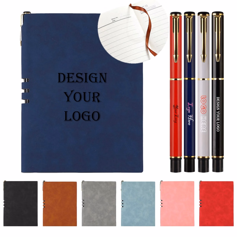 A5 Size Faux Leather Notebook With Metal Pen