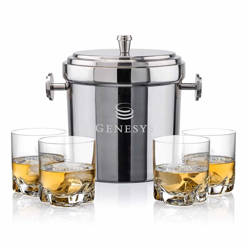 Milano Ice Bucket & Hillcrest On-the-Rocks Set