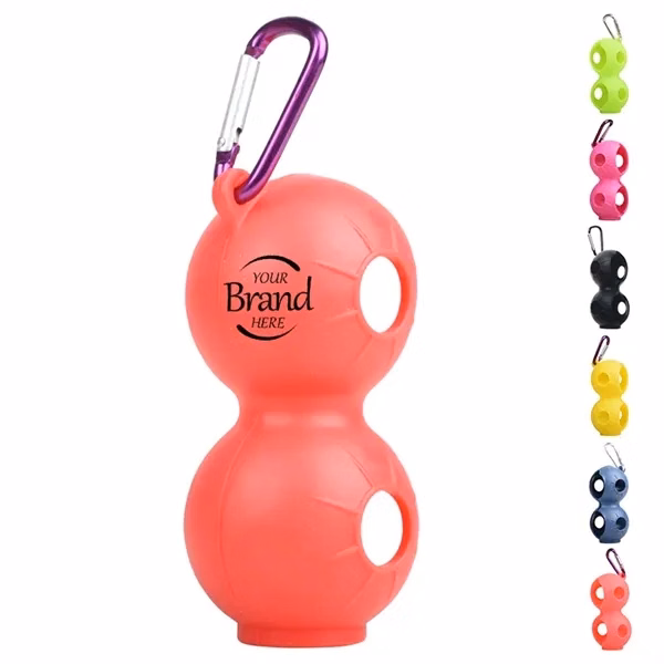 Custom Silicone Golf Ball Holder Keychain Holds 2 — Golfer Protection Promo Item