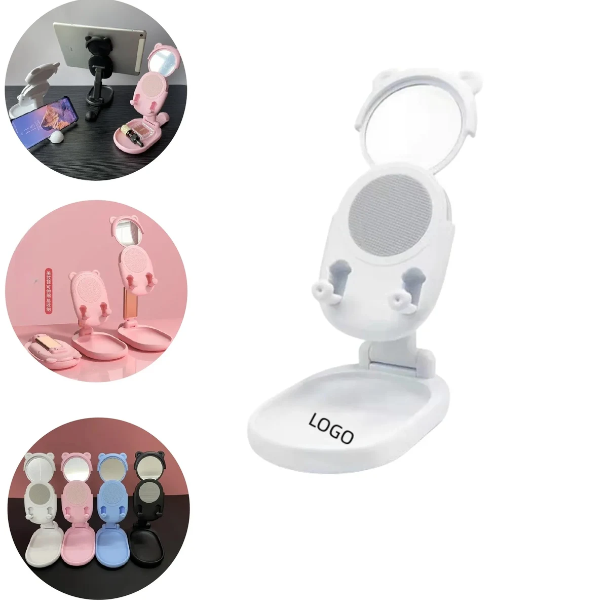 Foldable Desktop Phone Holder with Mirror 1