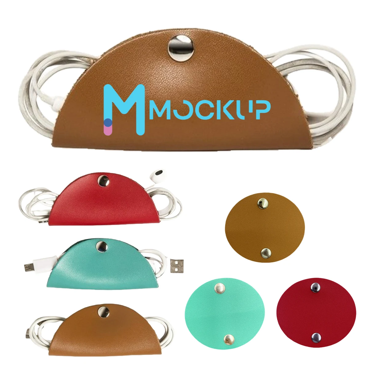 Round Leather Cable Strap Cord Organizer 1
