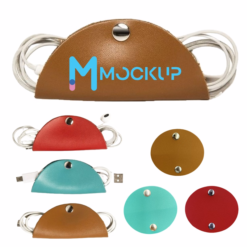 Round Leather Cable Strap Cord Organizer