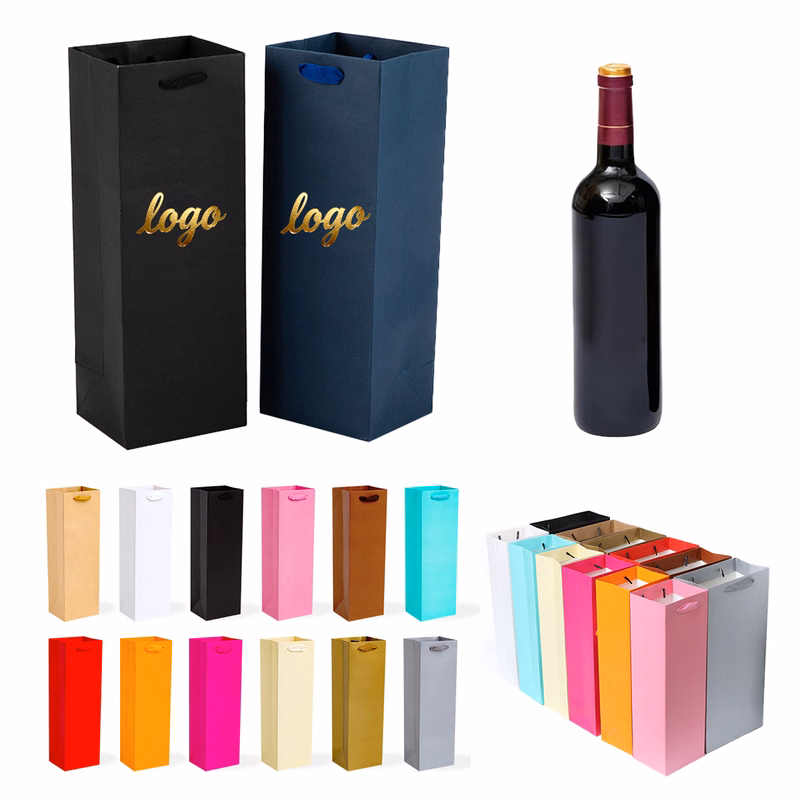 MOQ50 Colorful Wine Paper Tote Bag