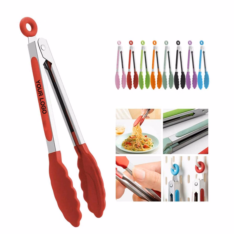 Ergonomic Silicone Handle Kitchen Tongs 8 Inch