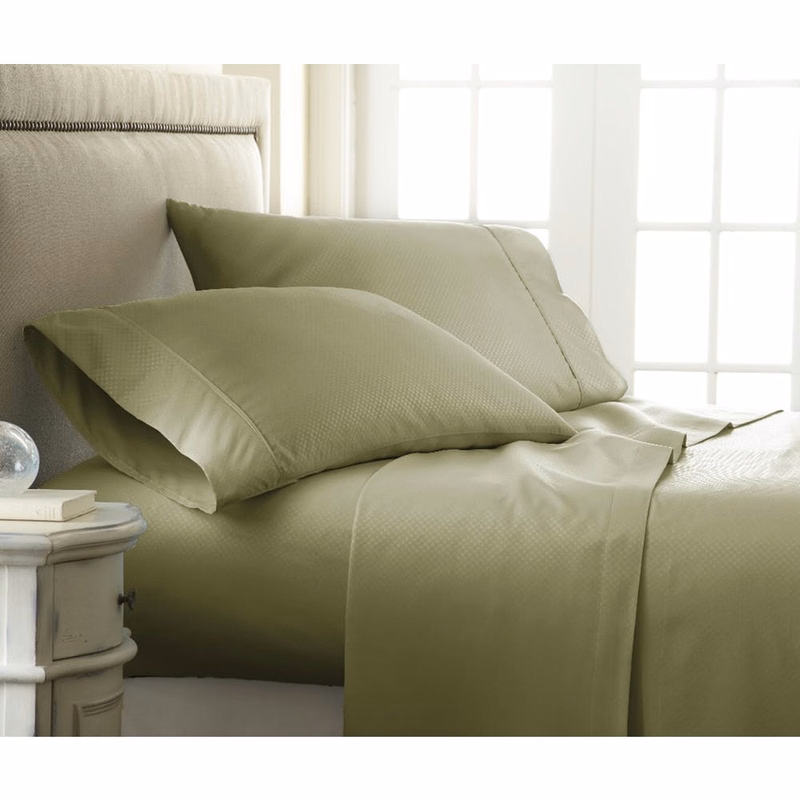 Premium Embossed Sheet Sets - Sage Checker Design King 4 Piece