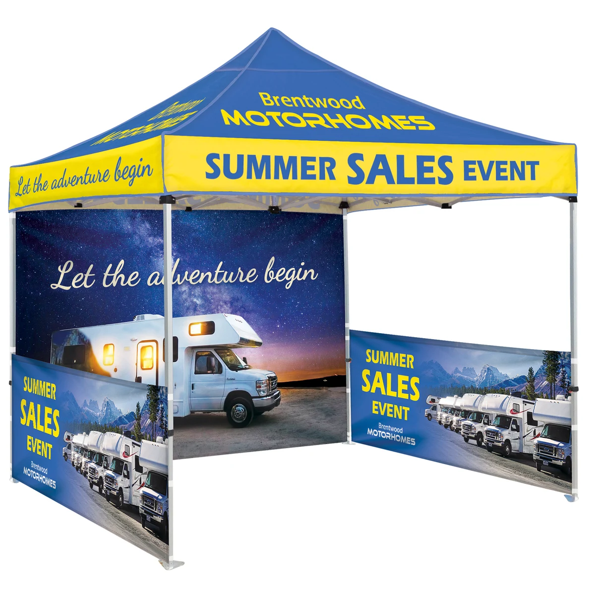 10' Heavy Duty Tent With One Full Double Sided Wall and Two Double Sided Half Walls 1