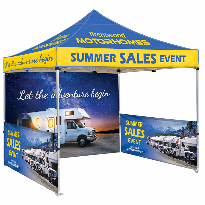 10' Heavy Duty Tent With One Full Double Sided Wall and Two Double Sided Half Walls
