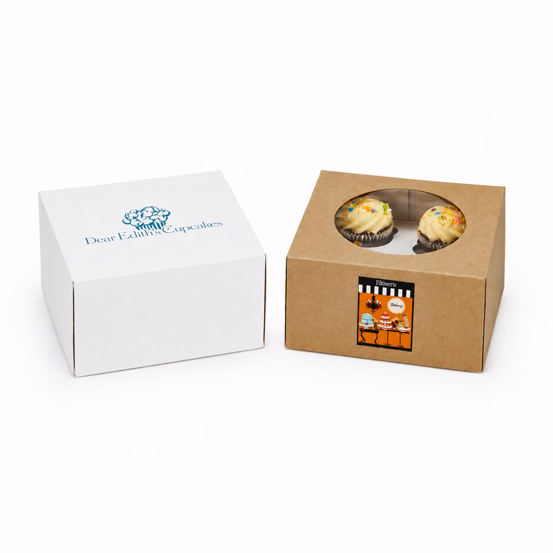 White/Kraft Cupcake Boxes (8"x 8"x 4")