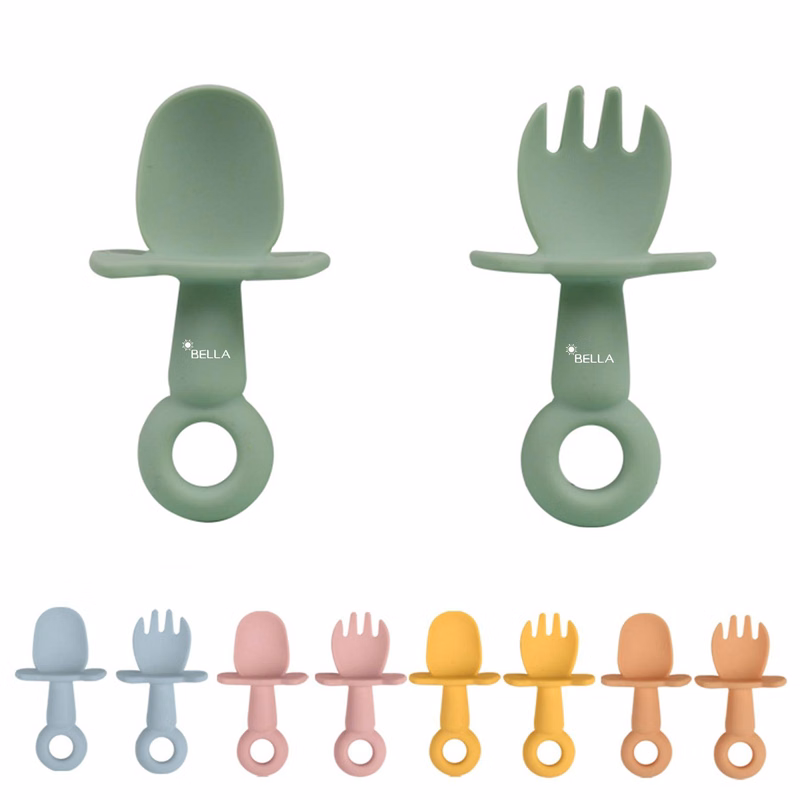 Silicone Baby Spoons Self Feeding and Forks