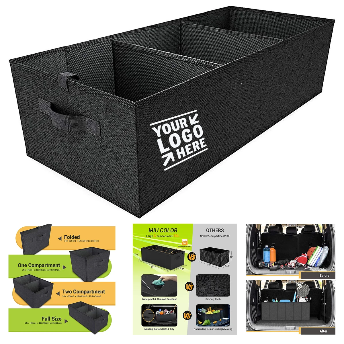 70L Non Slip Bottom Expandable Large Capacity Sturdy Cargo Car Trunk Storage Organizer
1
