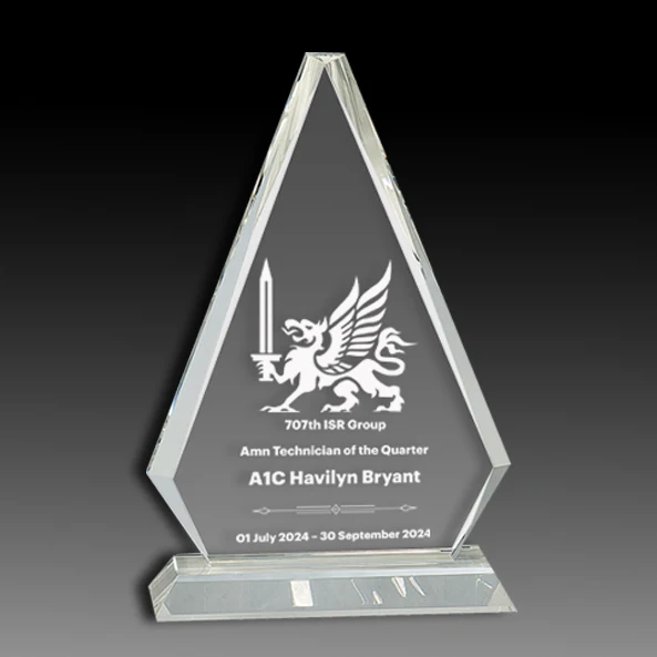 Clear Crystal Triangle On Clear Pedestal Base 1