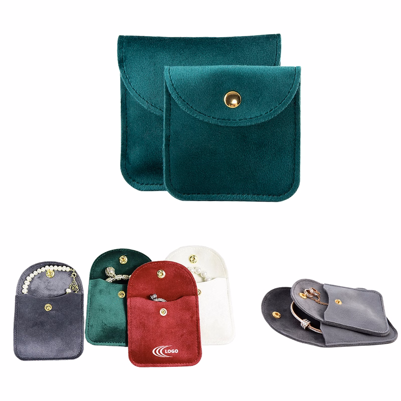 Velvet Storage Bag with Snap Button Closure