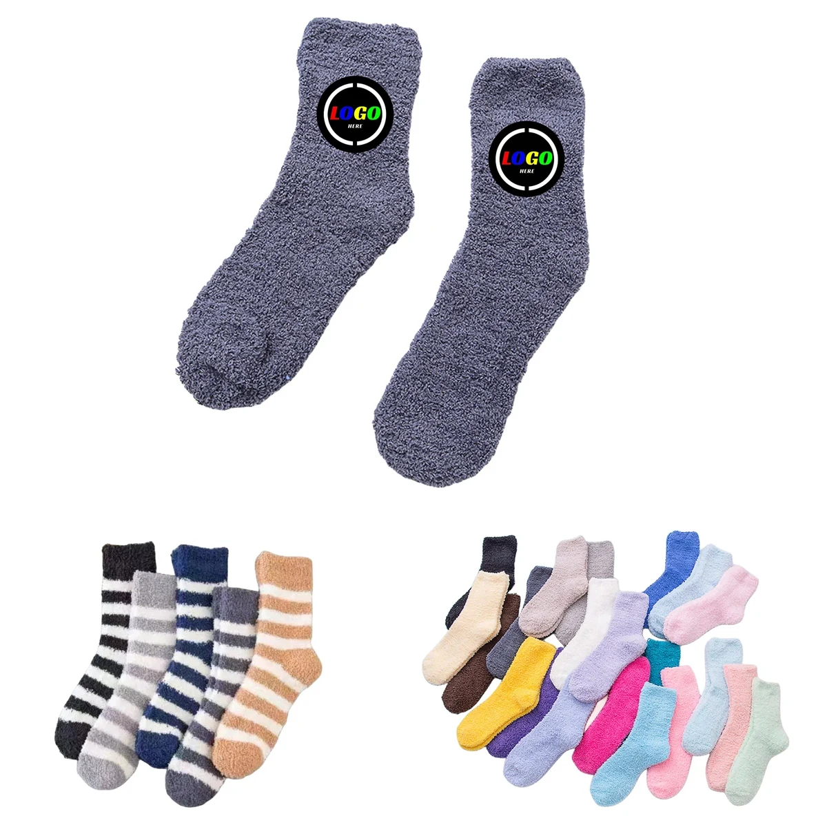 Fuzzy Socks With Woven Patch 1