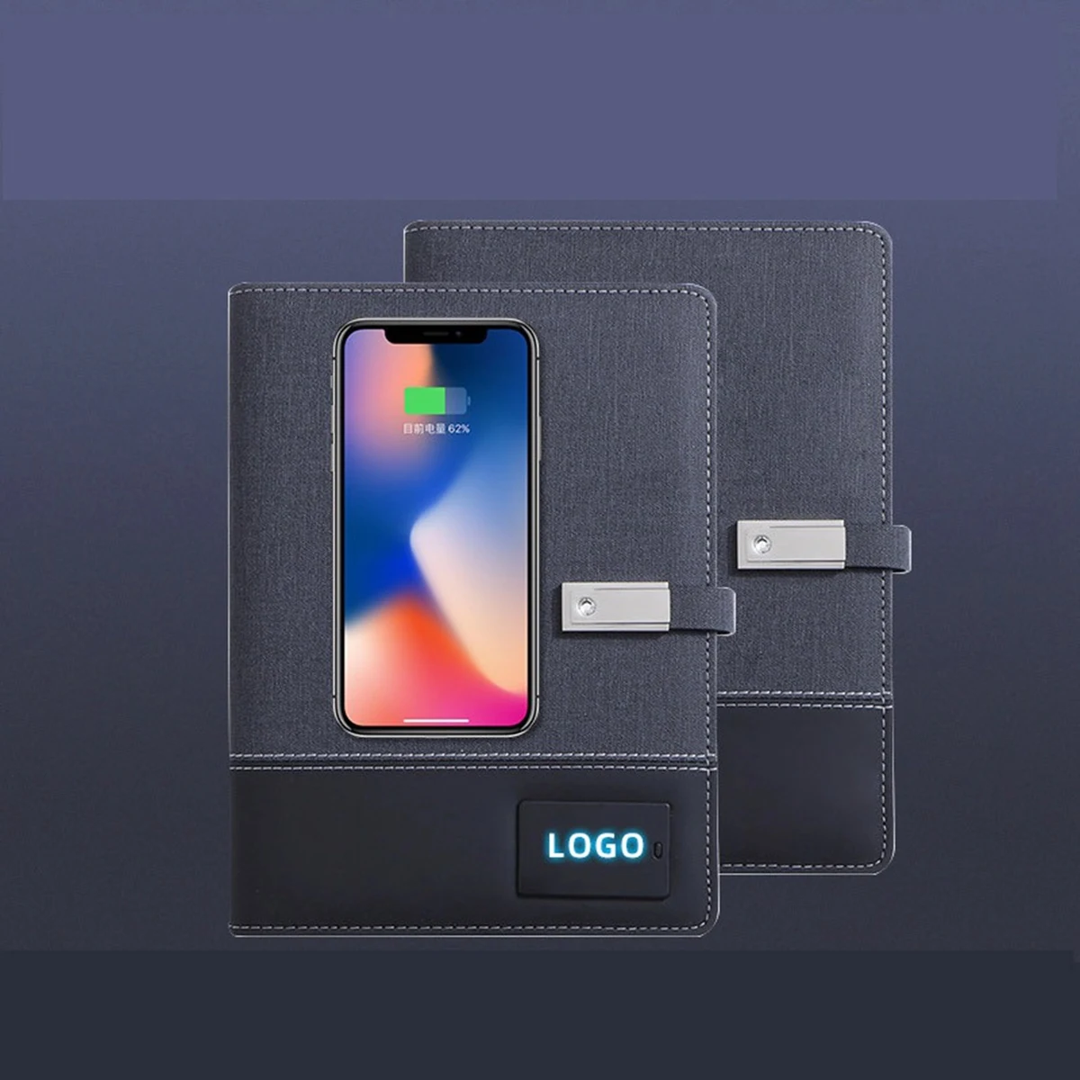 6000 mAh Wireless Charging Power Bank Notebook with LED Logo 1