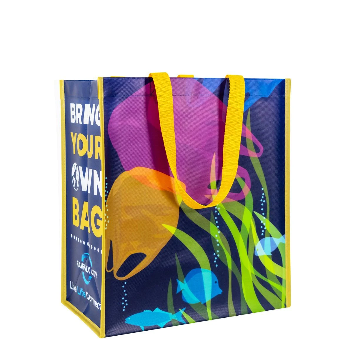 Full-Color Laminated Non-Woven Grocery Tote Bag 13"x15"x8" 1