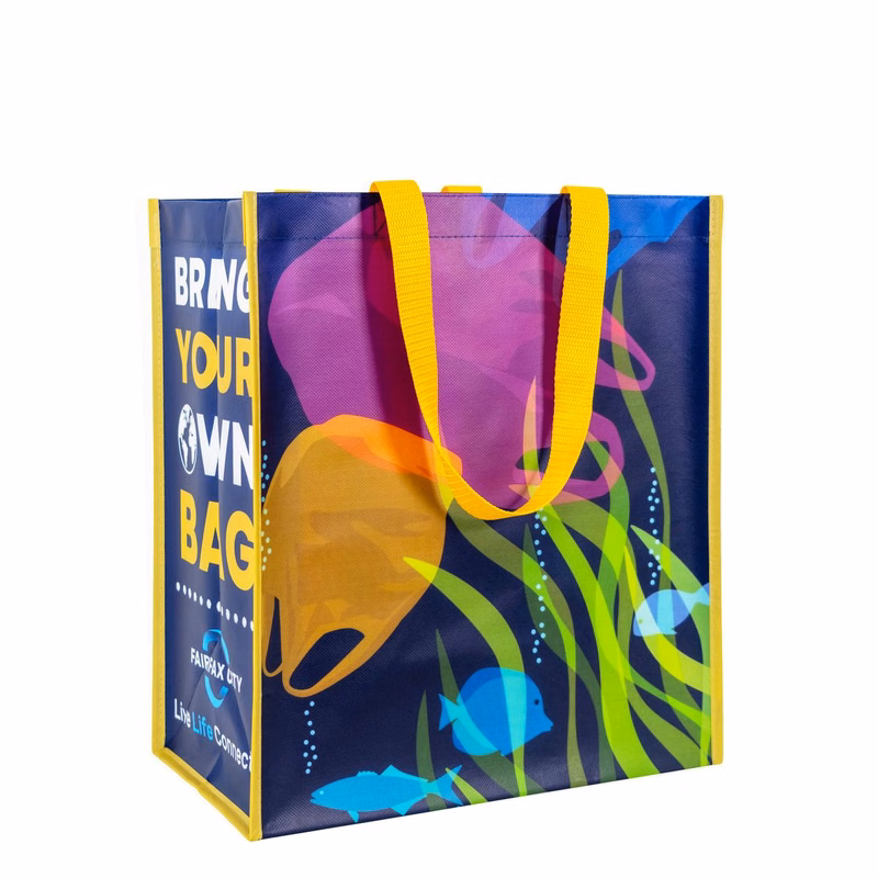 Full-Color Laminated Non-Woven Grocery Tote Bag 13"x15"x8"